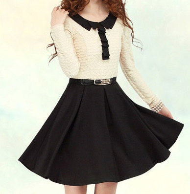 Long Sleeve Sweetheart Flare Skater Dress With Ruched Trim 1318261 on ...