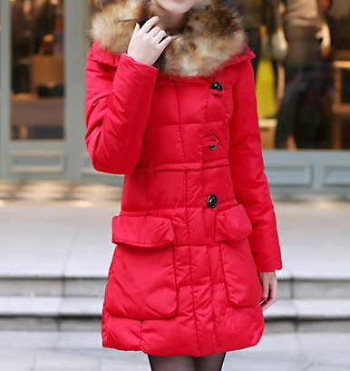 Dressysm Womens Rendy Single-Breasted Filled Jacket Coat With Fuzzy ...