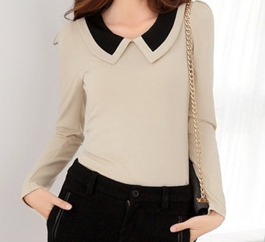 Puffy Long Sleeve Top With Peter Pan Collar. Blouse Shirt Casual Formal ...